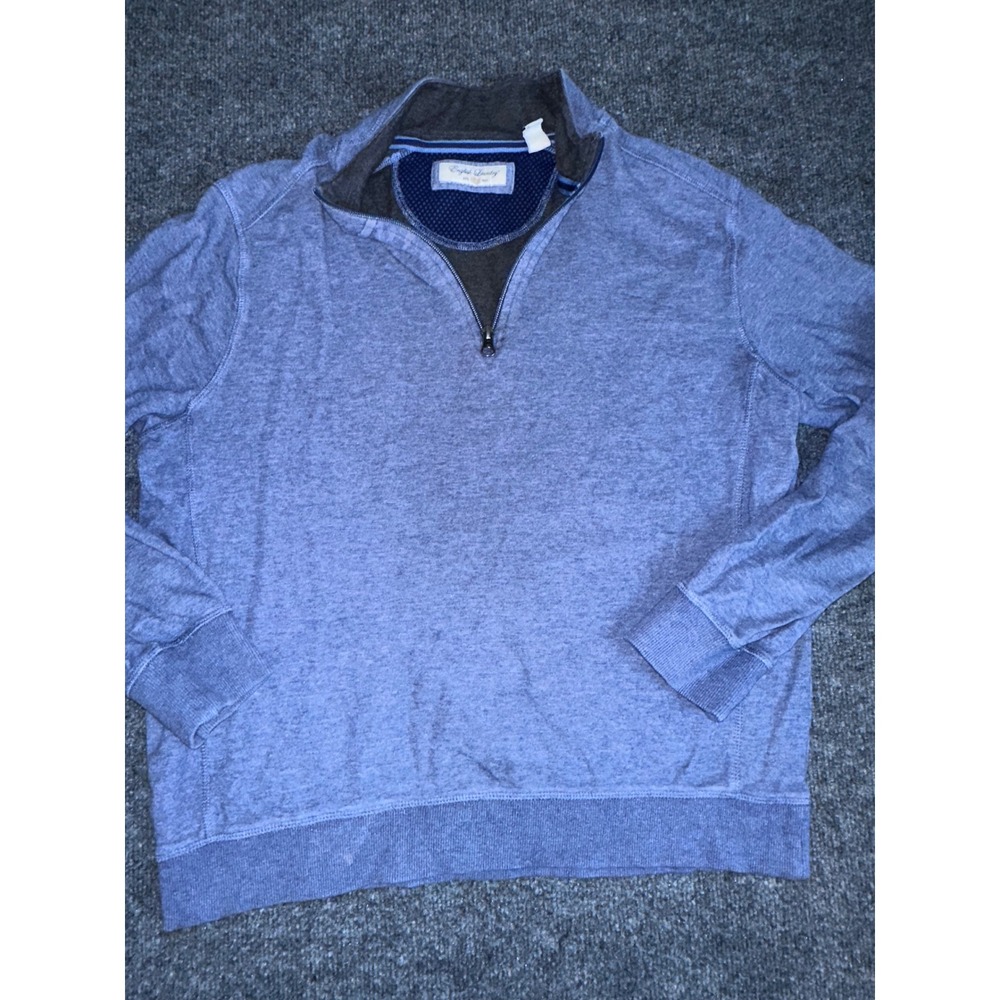 English Laundry Mens Quarter Zip Pullover Sweater Blue Heather Mock Neck Size M